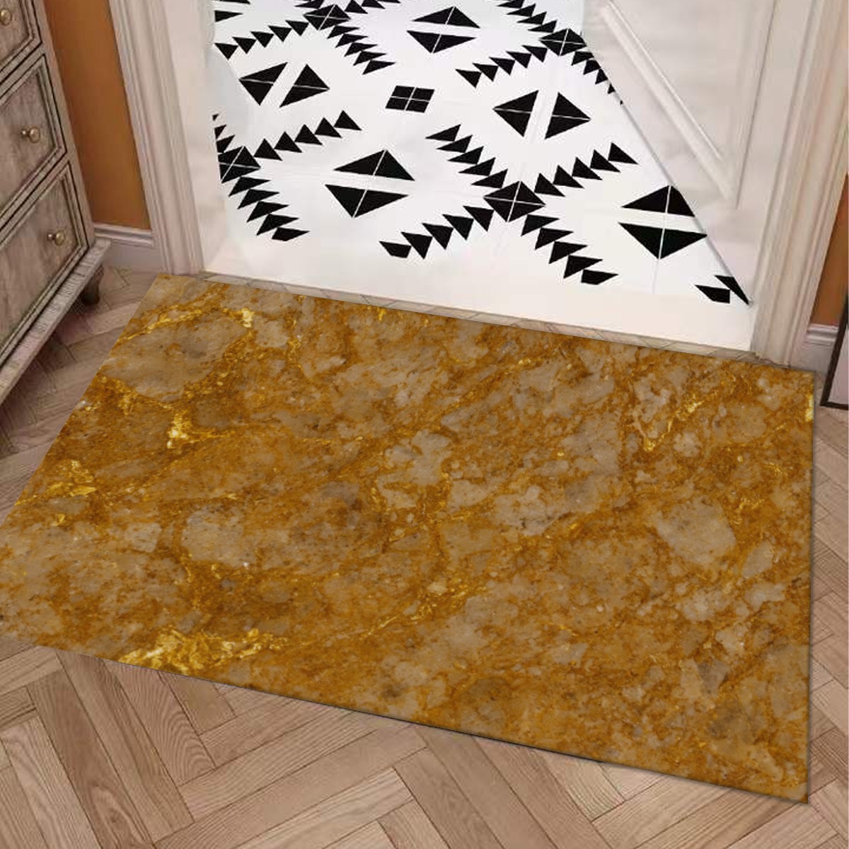 Vitaera Style Carpet : Golden With Ivory And Muted Gray Veining Pattern – UtopiaFashion