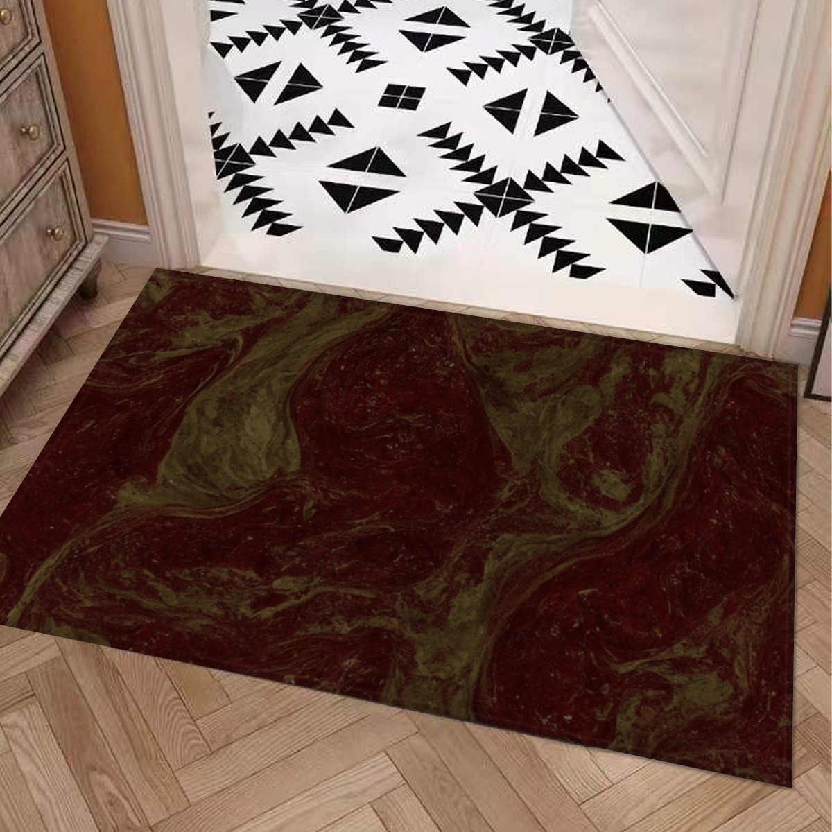 Color Blending Style Carpet : Olive And Maroon And Sandstone Pattern – UtopiaFashion