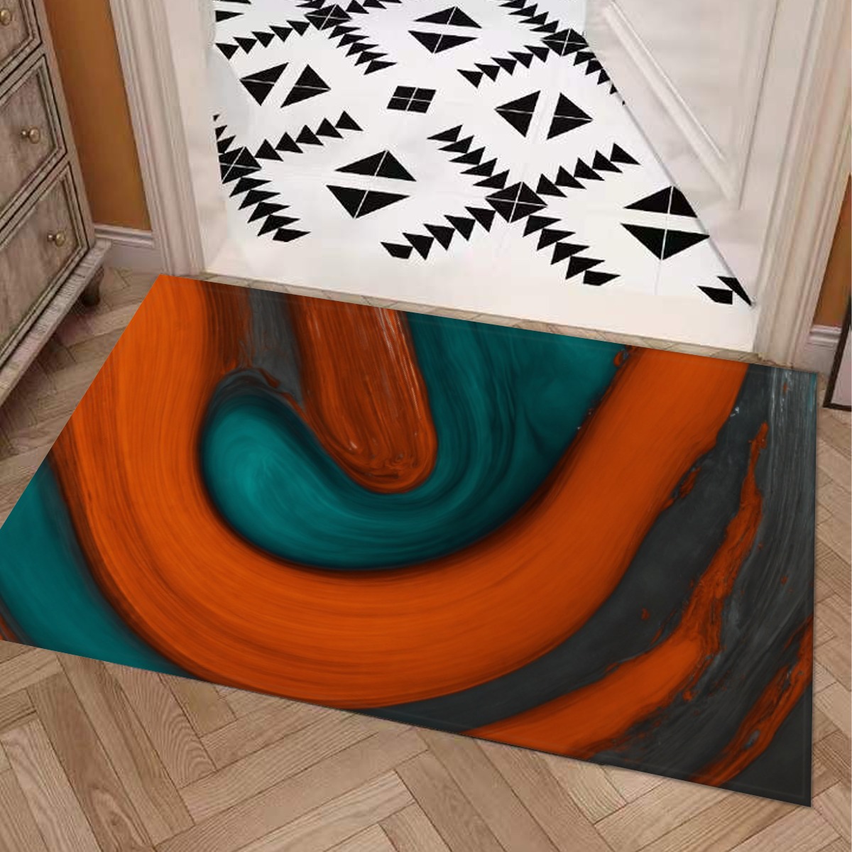 Ore Style Carpet : Teal And Burnt Orange And Slate Pattern – UtopiaFashion