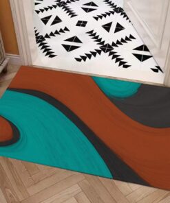 Color Blending Style Carpet : Aqua And Terracotta And Graphite Pattern – UtopiaFashion