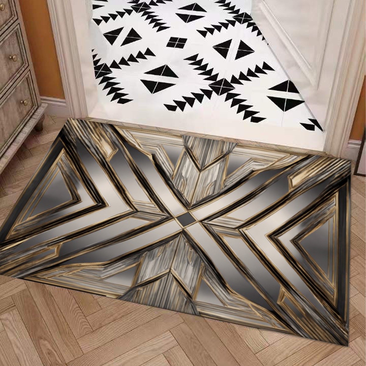 Symmetry Style Carpet : Art Deco Metallic Pattern – UtopiaFashion