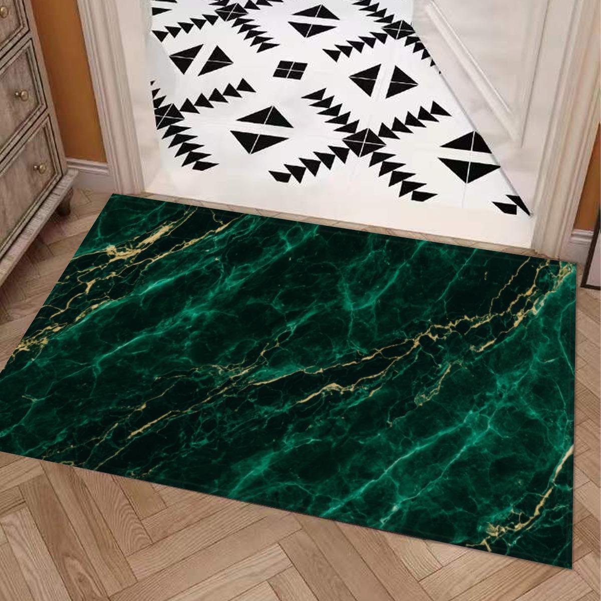 Vitaera Style Carpet : Deep Green And Teal With White And Gold Veining Pattern – UtopiaFashion