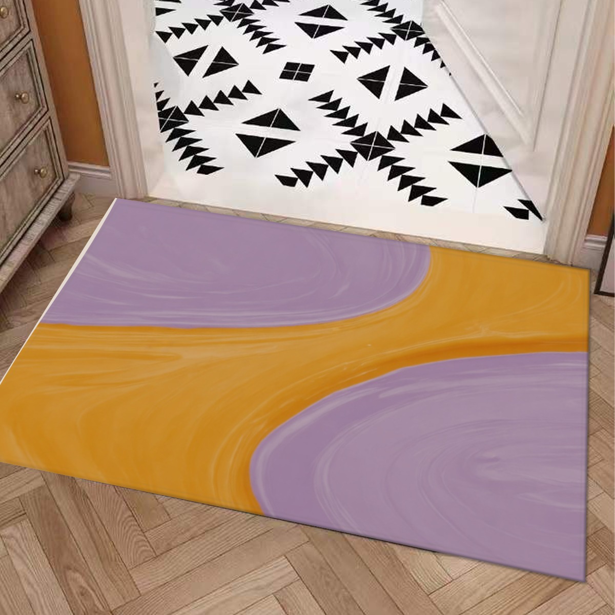 Color Blending Style Carpet : Lilac And Saffron And Taupe Pattern – UtopiaFashion