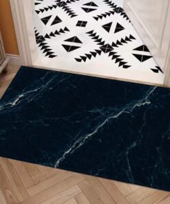 Vitaera Style Carpet : Navy Blue With White And Silver Veining Pattern – UtopiaFashion