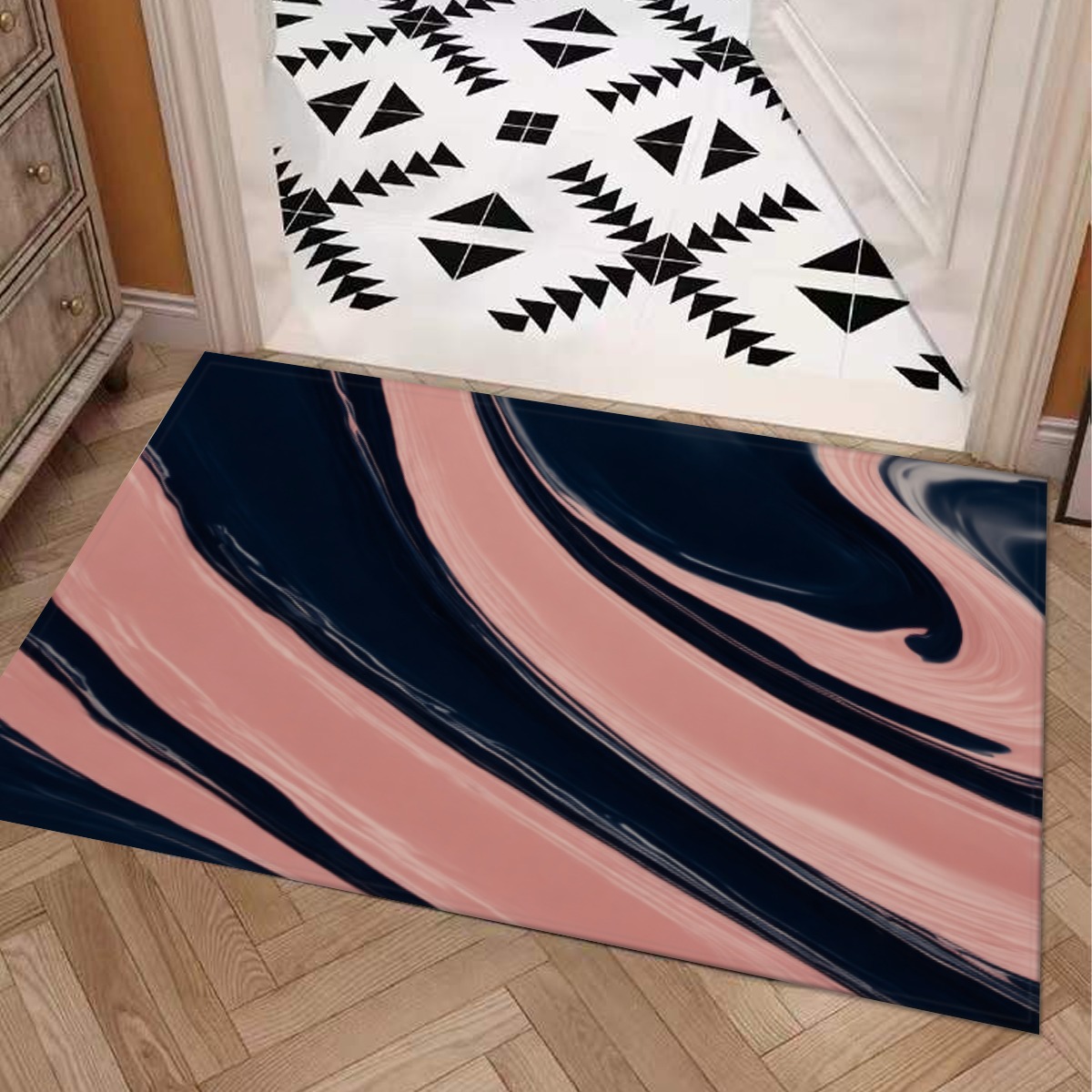 Color Blending Style Carpet : Navy And Blush Pattern – UtopiaFashion