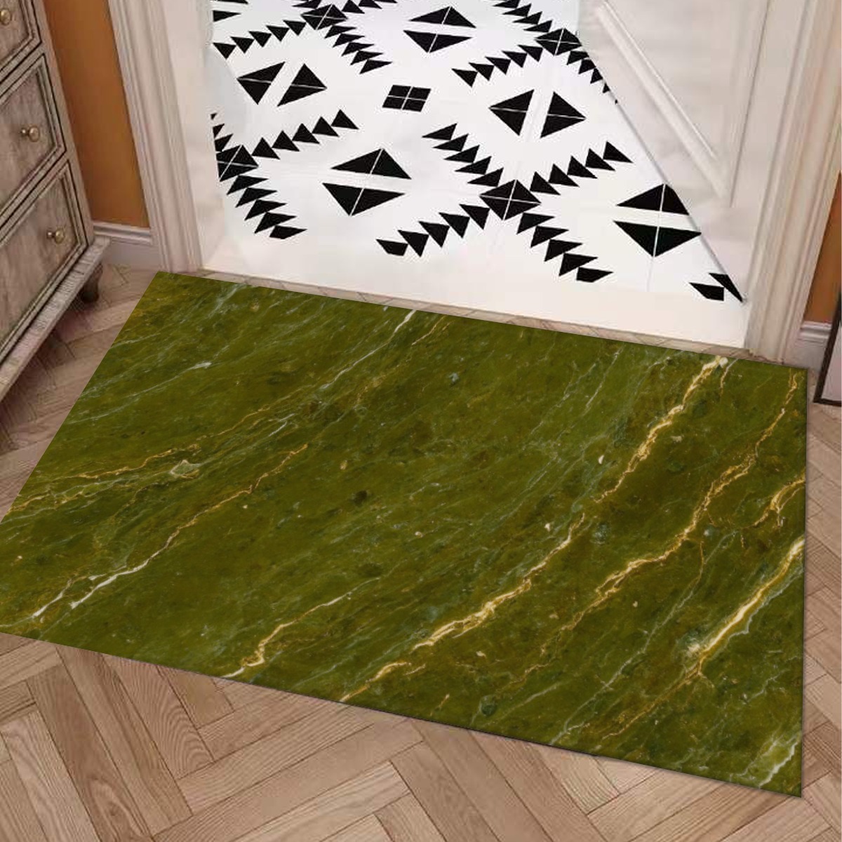 Vitaera Style Carpet : Olive Green With Cream And Soft Gold Veining Pattern – UtopiaFashion