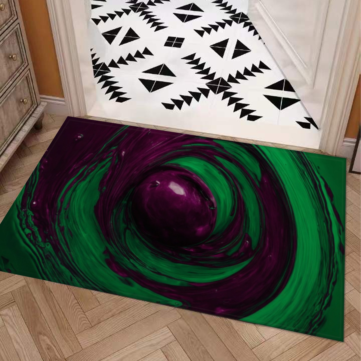 Color Blending Style Carpet : Plum And Emerald Pattern – UtopiaFashion