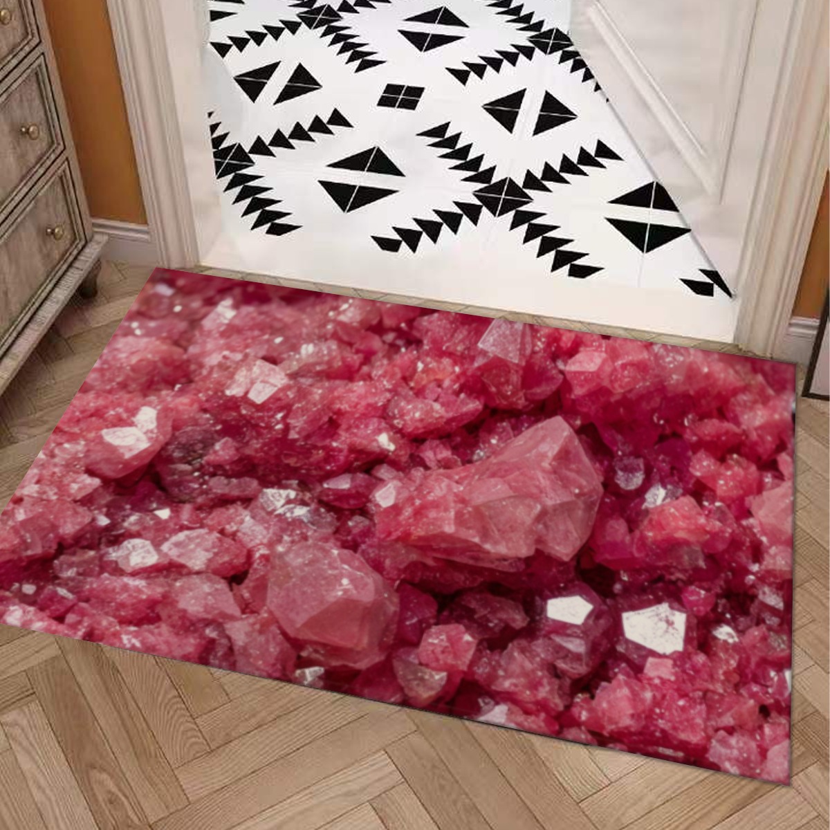 Symmetry Style Carpet : Red And Pink Hues Color Rhodochrosite Pattern – UtopiaFashion