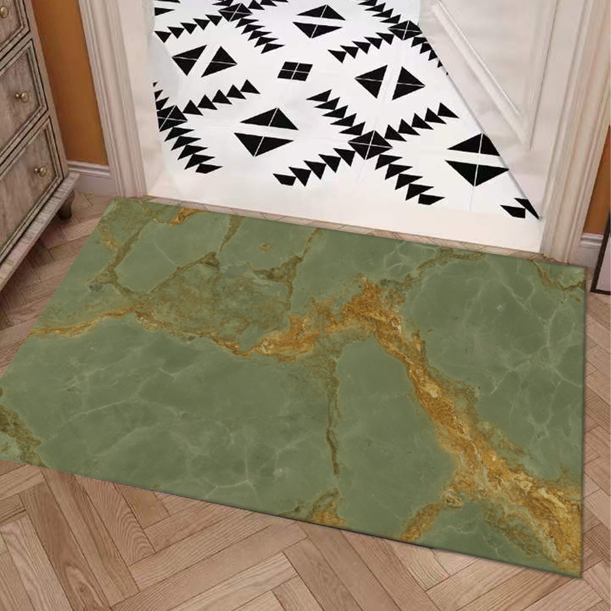 Vitaera Style Carpet : Sage Green With Golden Veining Pattern – UtopiaFashion