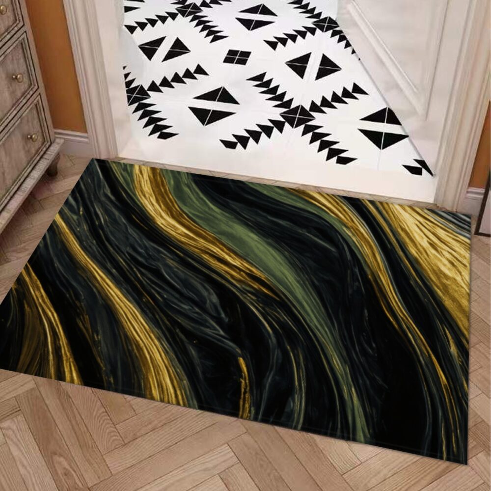 Color Blending Style Carpet : Sage And Gold And Charcoal Pattern – UtopiaFashion